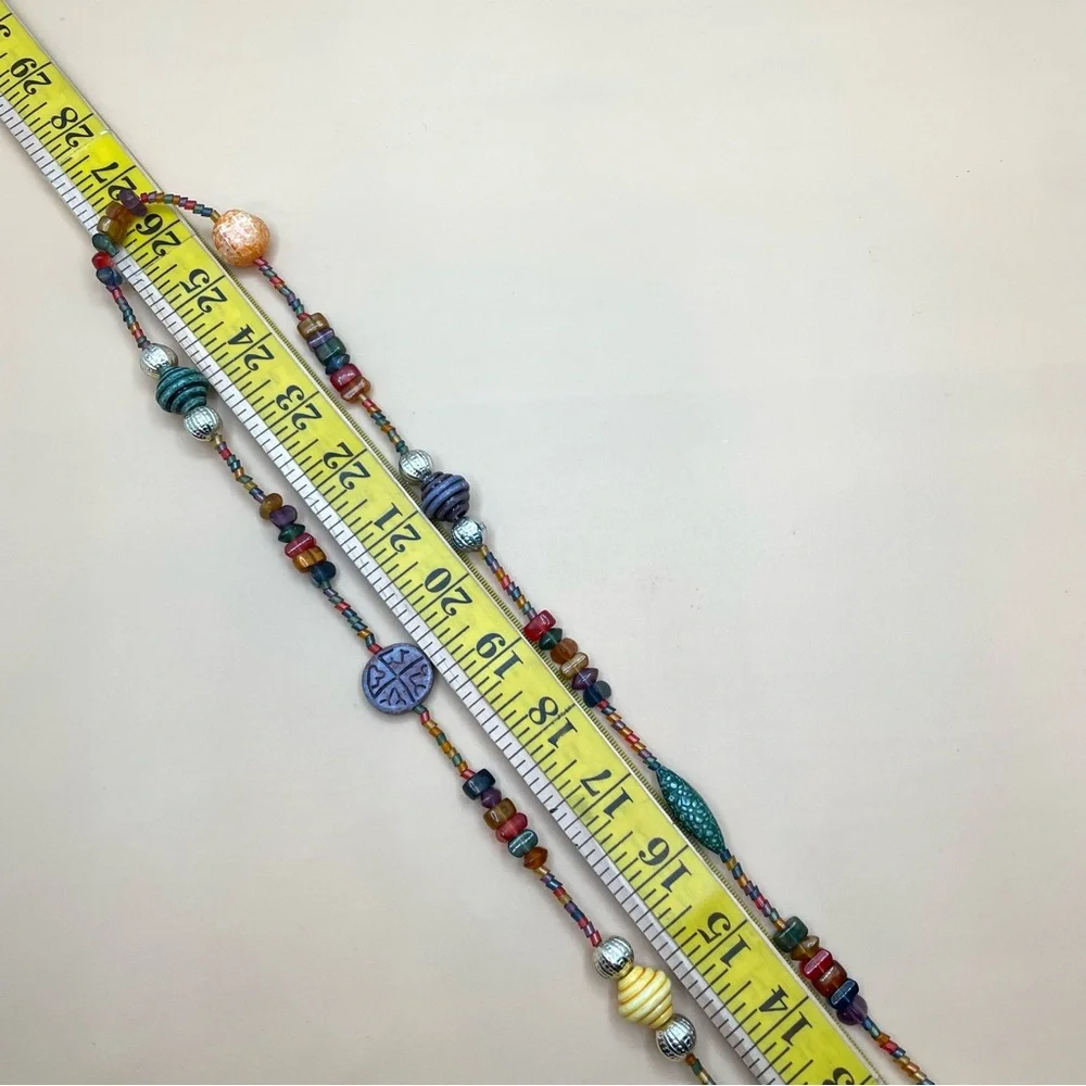 Beautiful Unsigned Multi Color Seed Bead Beaded Long Statement Necklace